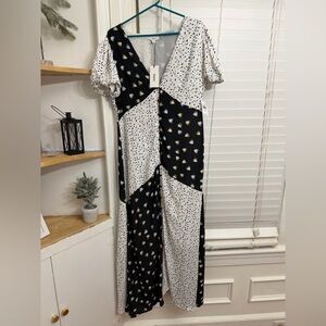 Stylish Black and White Patchwork Dress